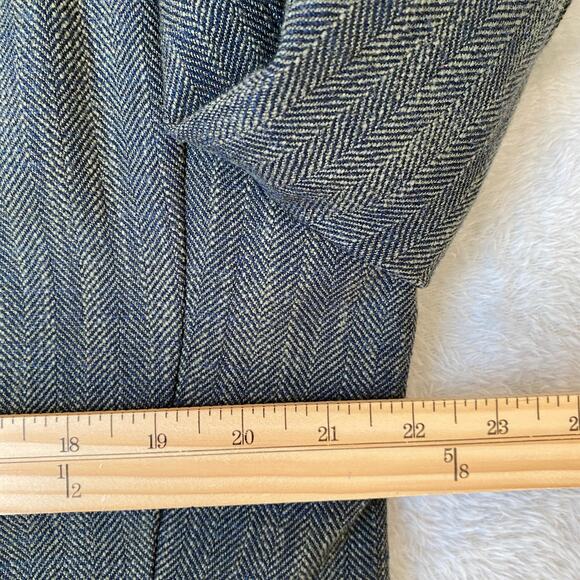 Paul Fredrick Herringbone Double Breasted Sport Coat Blazer Men 40L Green Navy - Picture 9 of 13